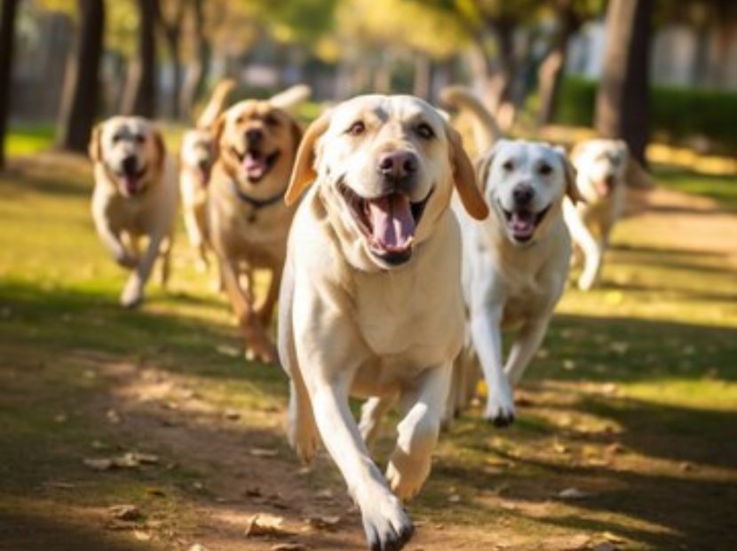 various dogs running and celebrating