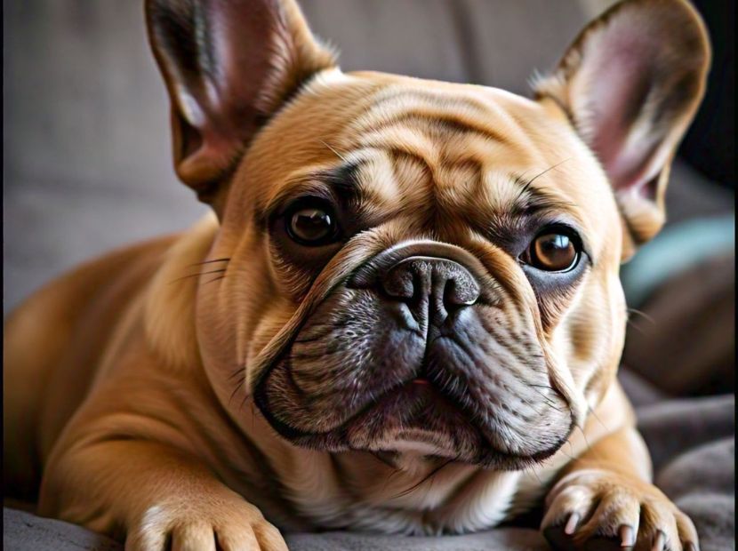 a fat french bulldog sitting!