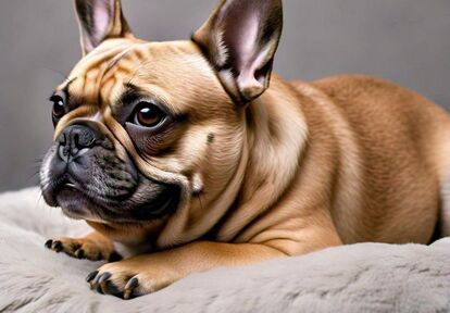 A fat frenchie sitting on sofa